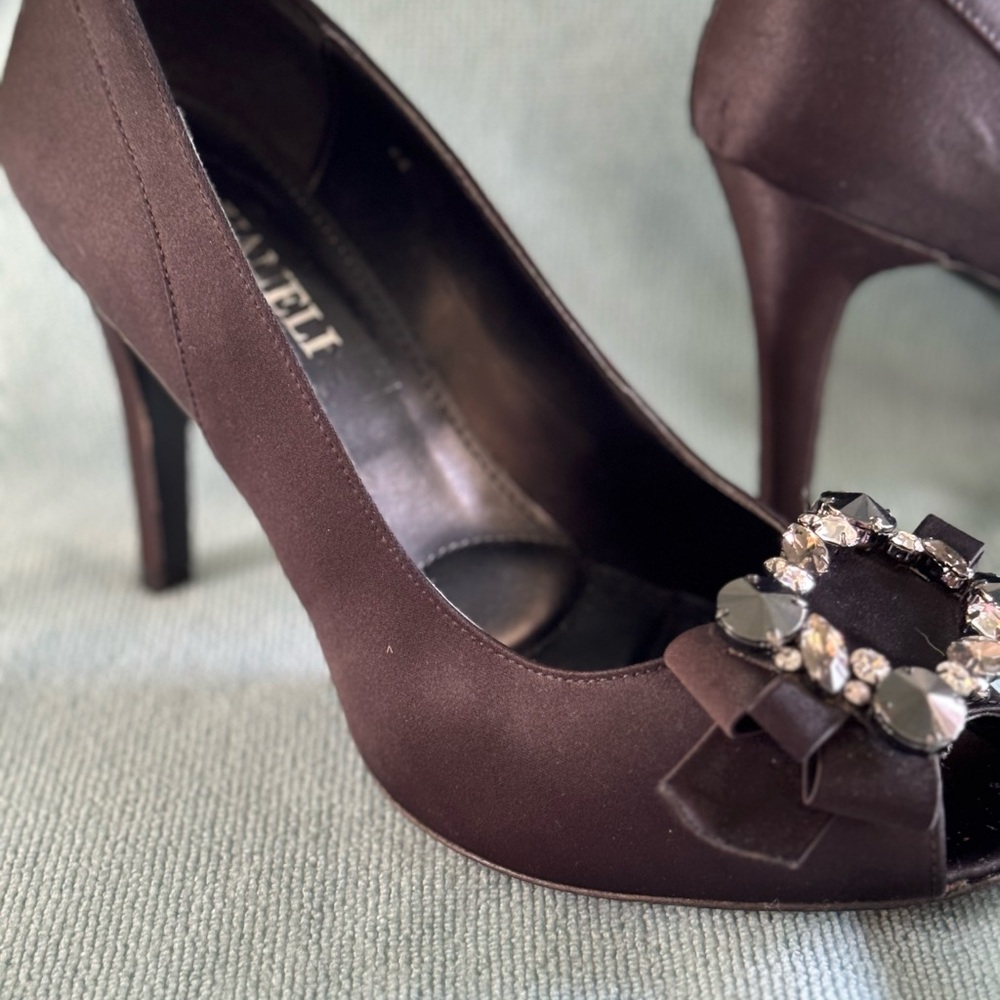 Vaneli Black Satin Heels